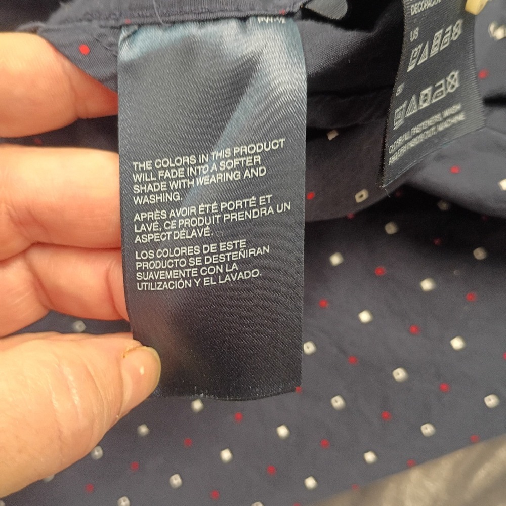 Tommy Hilfiger Classic Fit Mens M Short Sleeve Button Down Shirt Blue Dot Print - Picture 8 of 10
